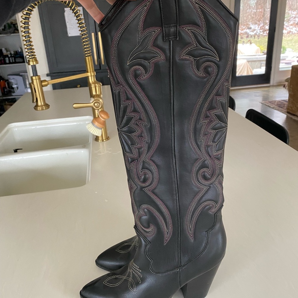 Steve Madden Black Embroidered Western Boots - image 3